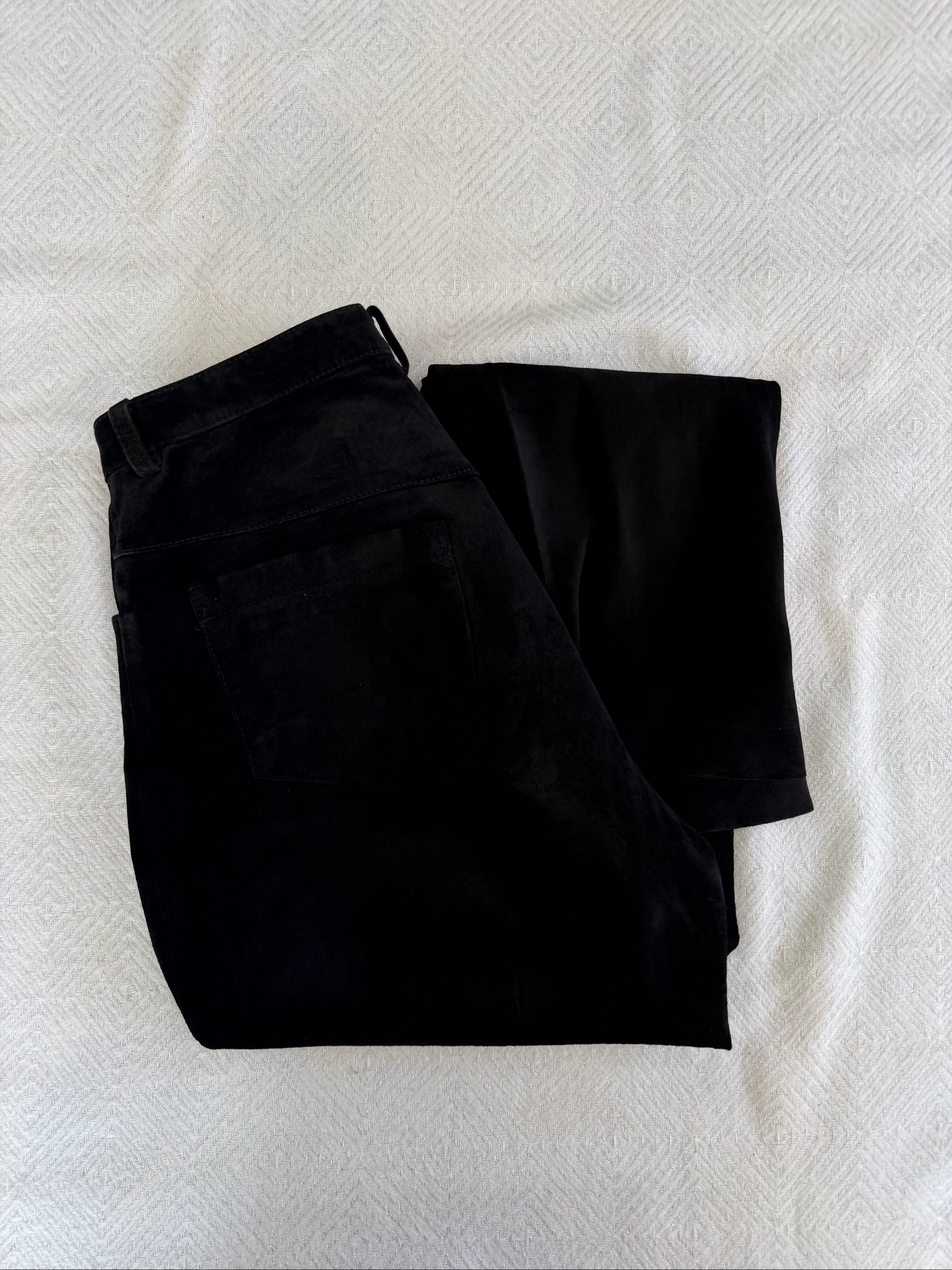 Pantalon cuir noir instance véritable cuir de cochon velours Édéis taille 36